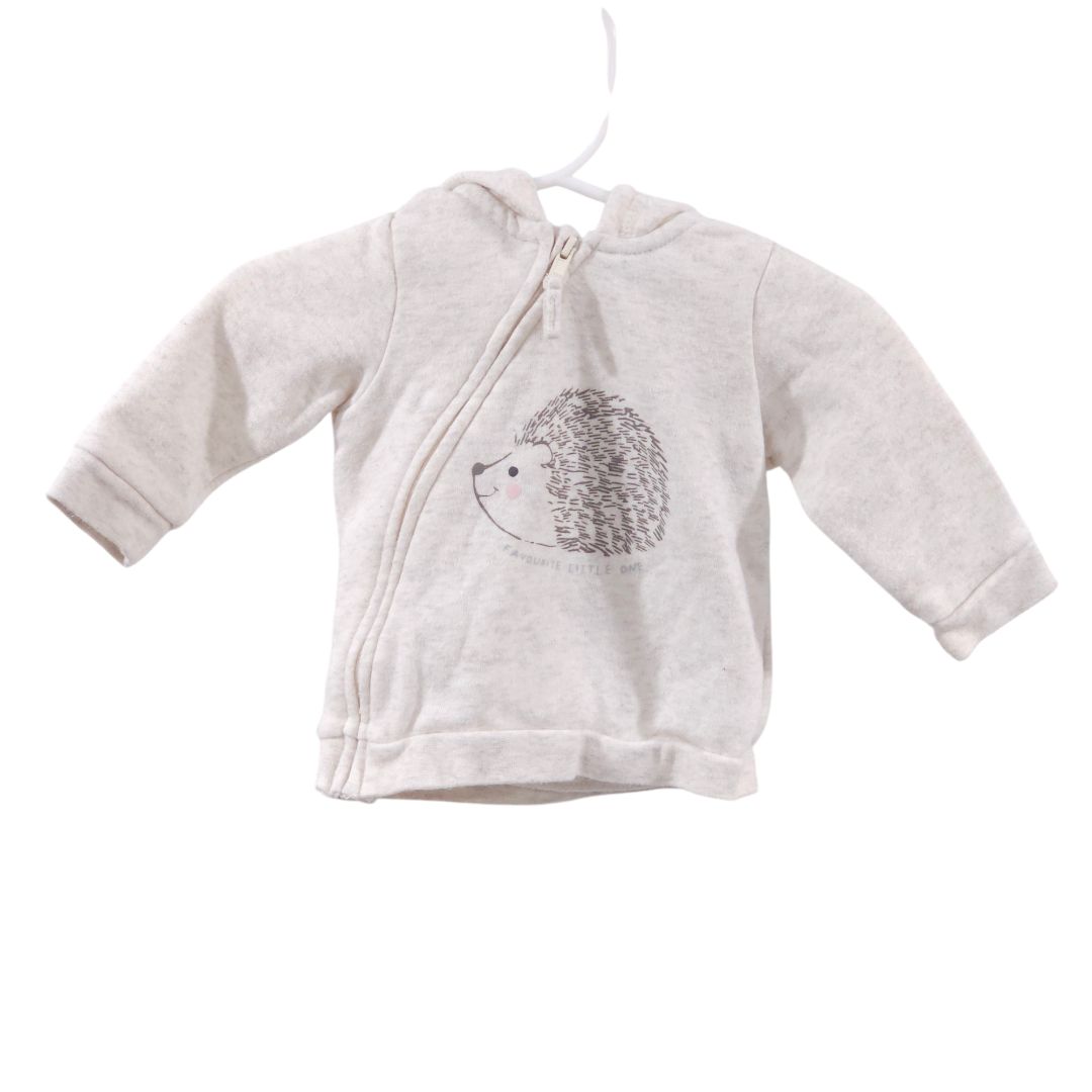 H&M - Cream Hooded "Favourite little one" Porcupine Jacket, 0-3 m