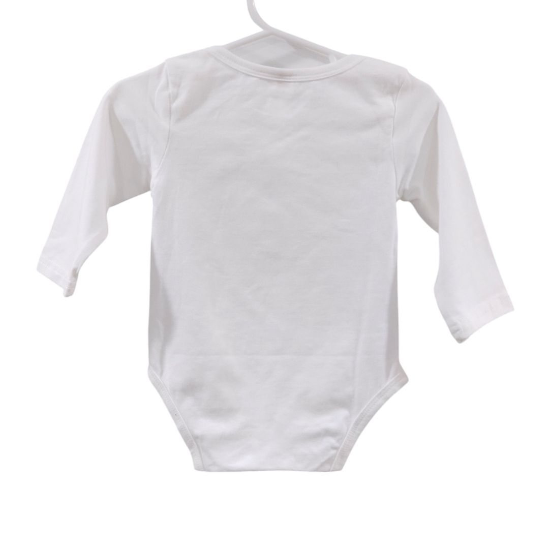 Anna Olive - White "Little Sister" Long Sleeve Onesie, 12-18 m