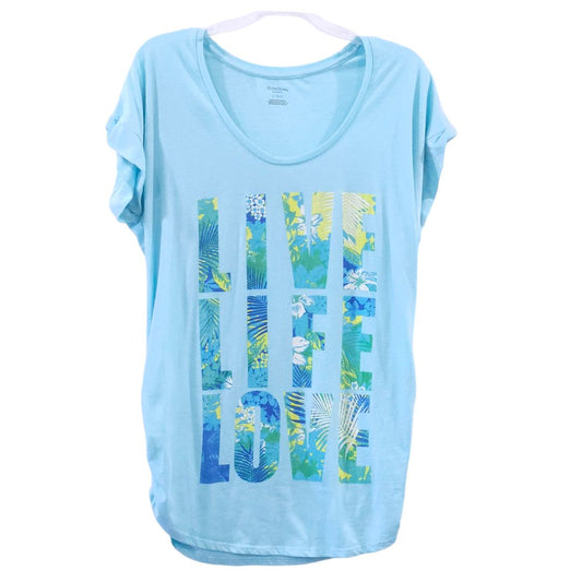 Motherhood Maternity - Blue "Live, Life, Love" Short Sleeve T-Shirt, Large