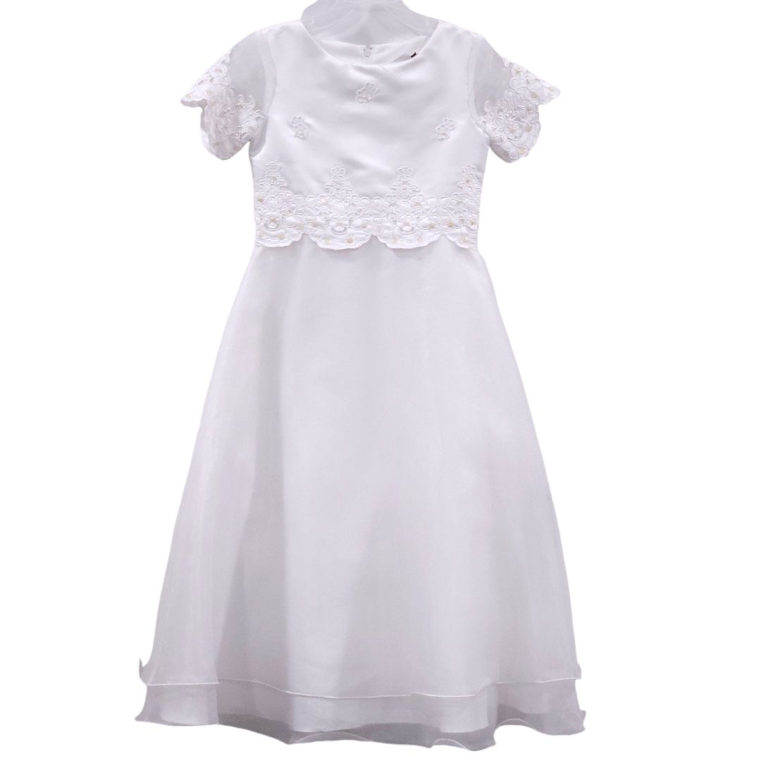 Rare Editions - White 2 Piece Christening Dress and Headpiece Veil, 7