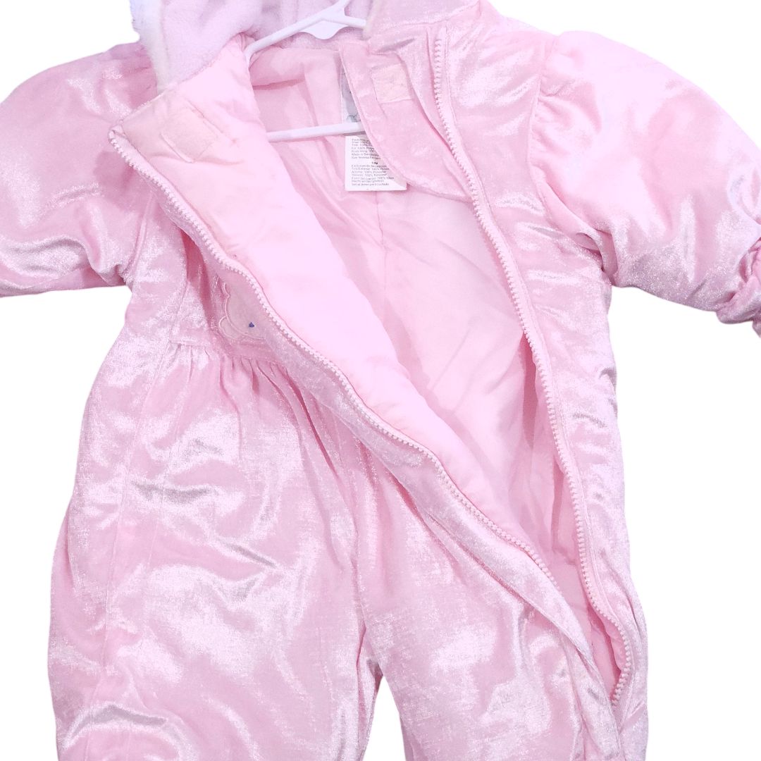 Little Impressions - Pink Vintage Fleece lined Bunting Suit, 12m