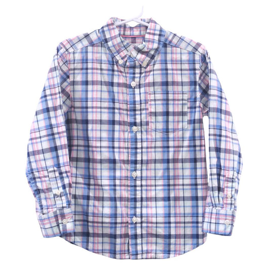 Carter's - Blue Madras Patterned Button-down Shirt, 4T