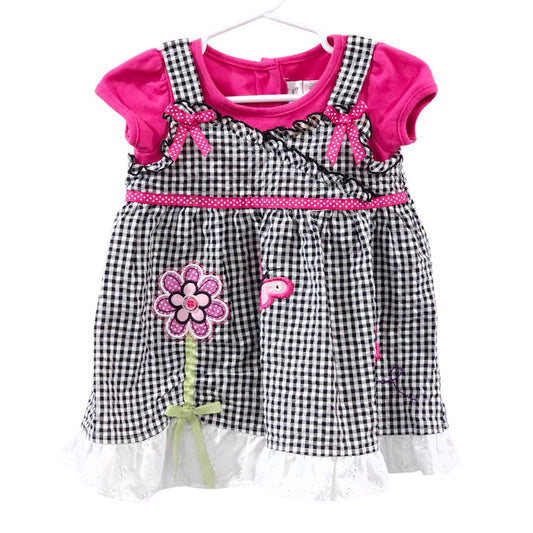 Youngland - Pink Shepherd Check Butterflies Dress, 18 m