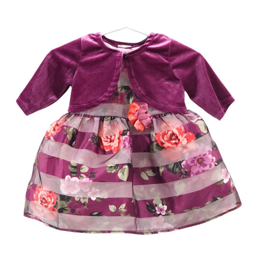 Mia & Mimi - Purple Floral Dress with Cardigan, 3-6 m