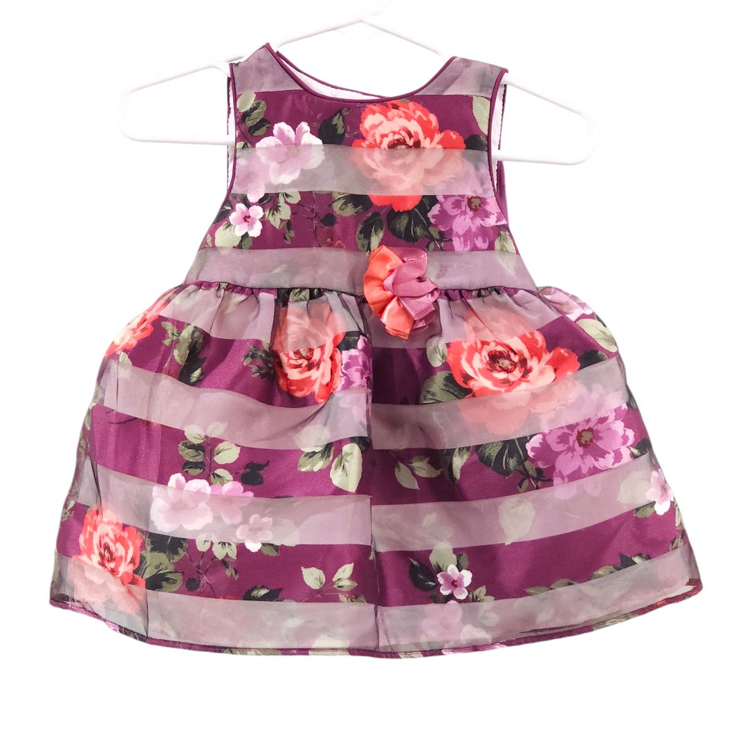 Mia & Mimi - Purple Floral Dress with Cardigan, 3-6 m