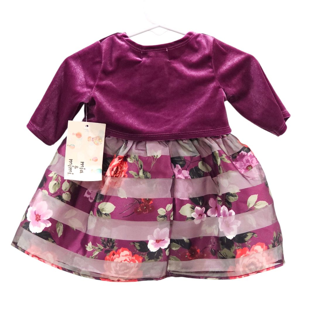 Mia & Mimi - Purple Floral Dress with Cardigan, 3-6 m