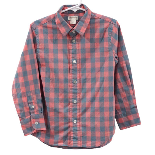 Crewcuts - Pink Plaid Pattern Botton-up Shirt, Boy, 3