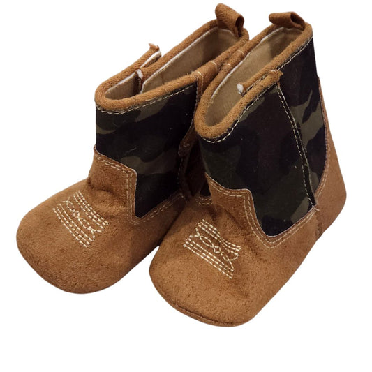 Rising Star - Brown Camo Baby Boots, Boy Size 6-9 m