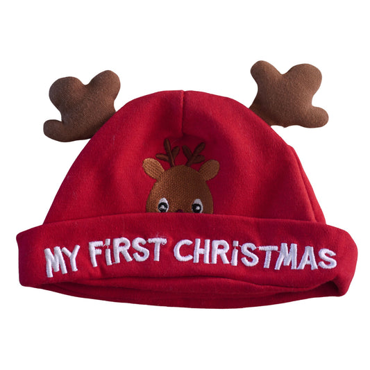 Baby Rudolph Christmas Beanie Hat - My First Christmas - Boy-Girl - 0-6m