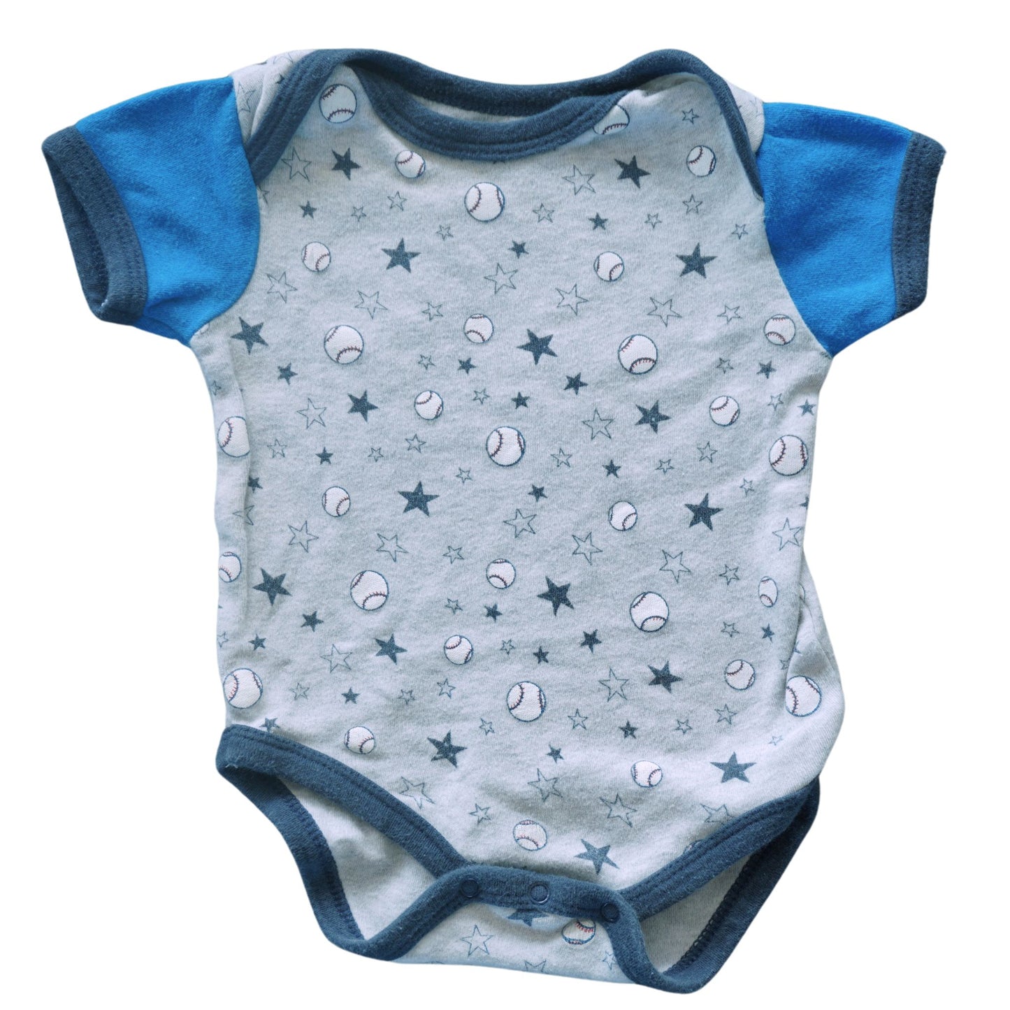 Baby bon bebe - Gray Bodysuit - Baseball and Stars - Boy 3-6m