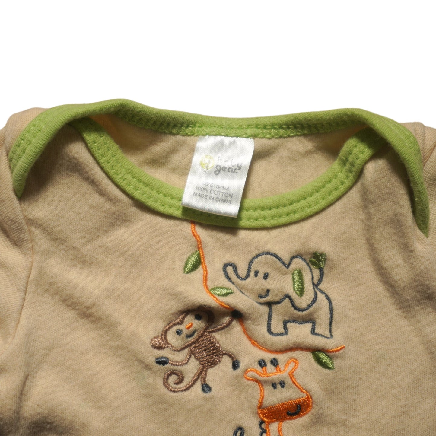 Bebé Baby Gear - Body de 2 piezas con animales de la jungla en verde y crema - Niño 0-3 meses