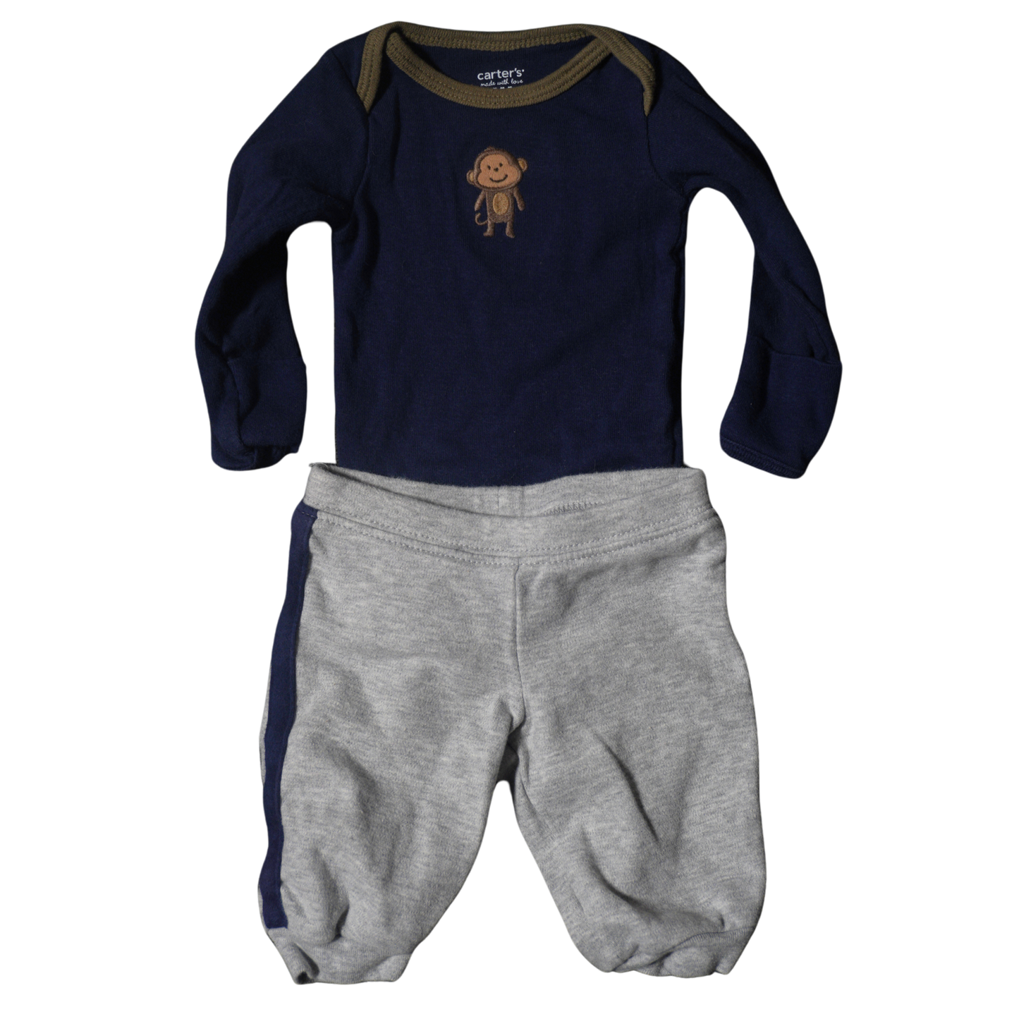 Baby Carter's - Mono azul y pantalón gris - Conjunto de 2 piezas de manga larga con mono - Niño NB