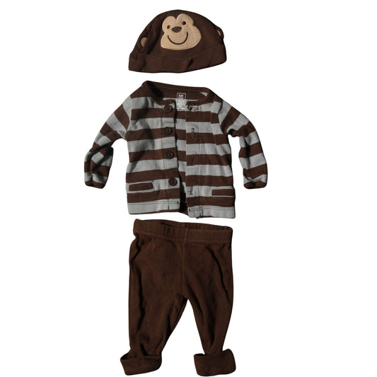 Baby Just one You made by Carter's - Brown and gray - Monkey 3pc set - Boy Newborn