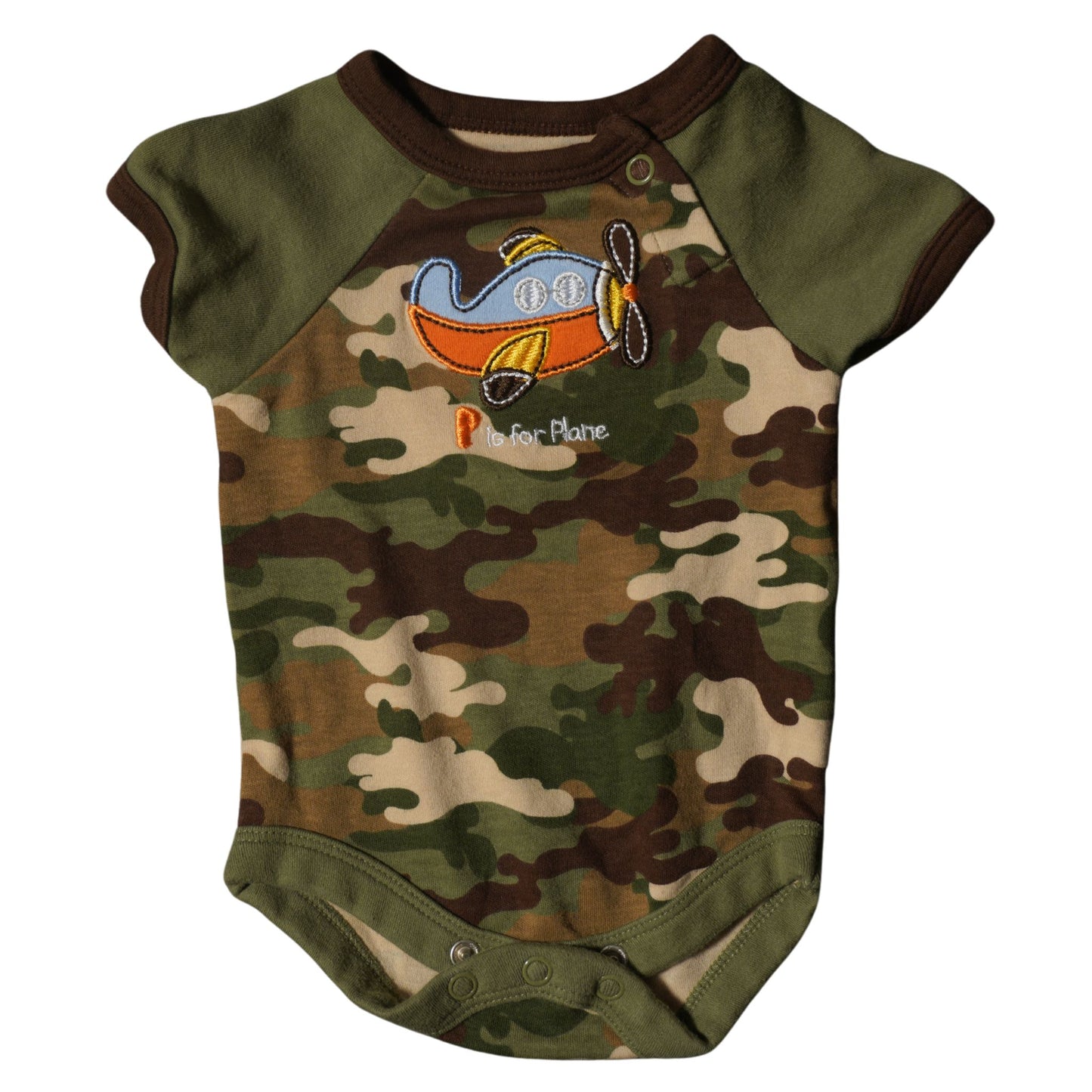 Baby Garanimals - Camoflage - P is for Plane onesie - Boy Newborn