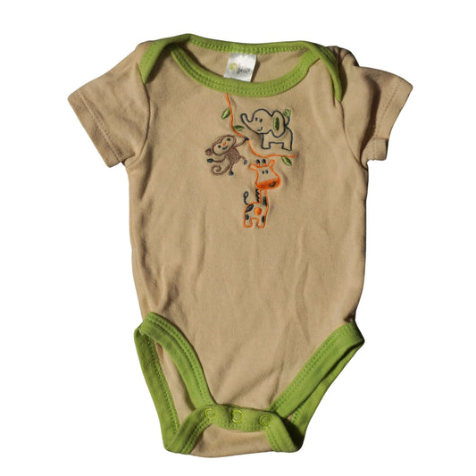 Baby Baby Gear - Green and cream Jungle animals 2 pc onesies - Boy 0-3m