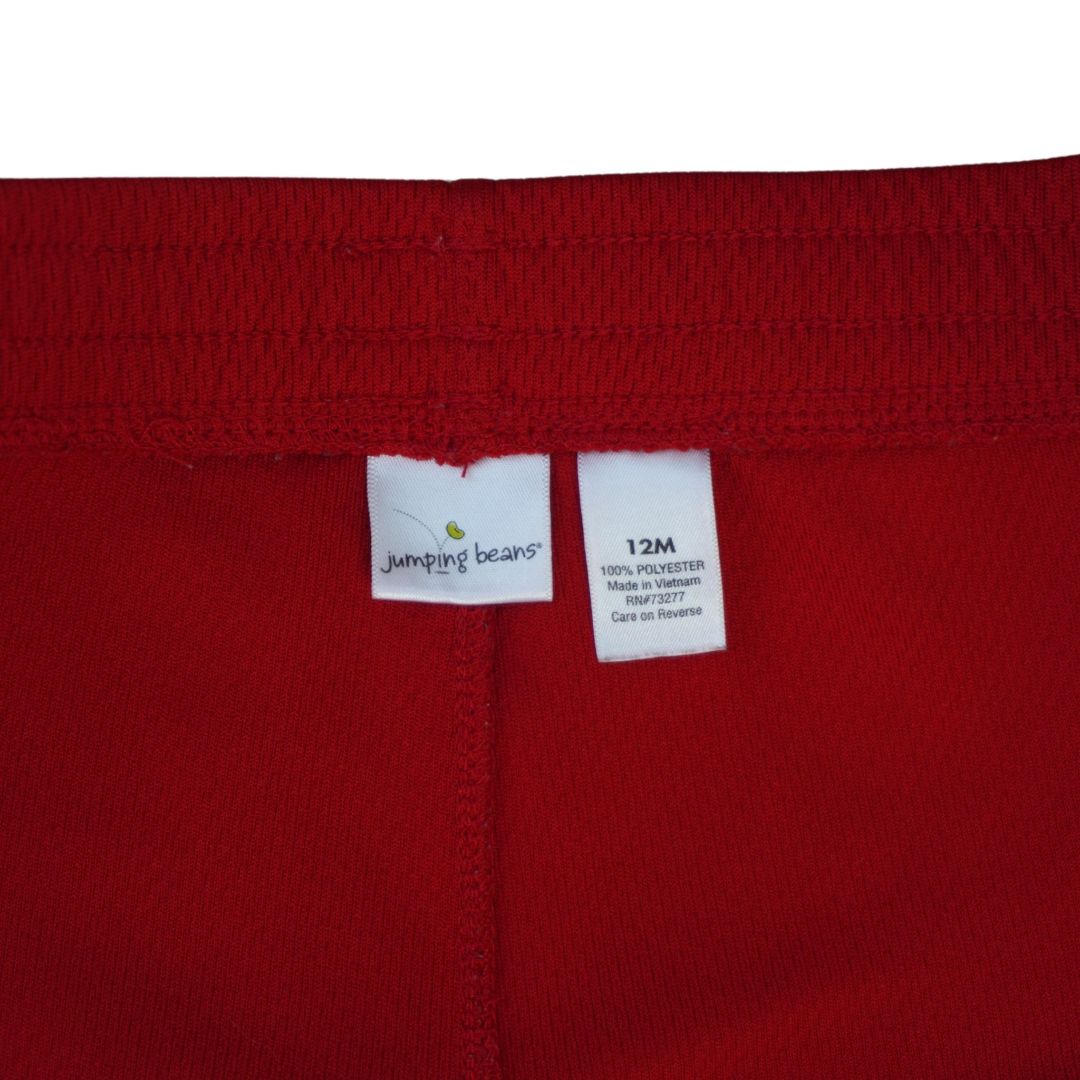 Pantalones cortos de baloncesto para bebé con diseño de frijoles saltarines en rojo y negro, 12 m