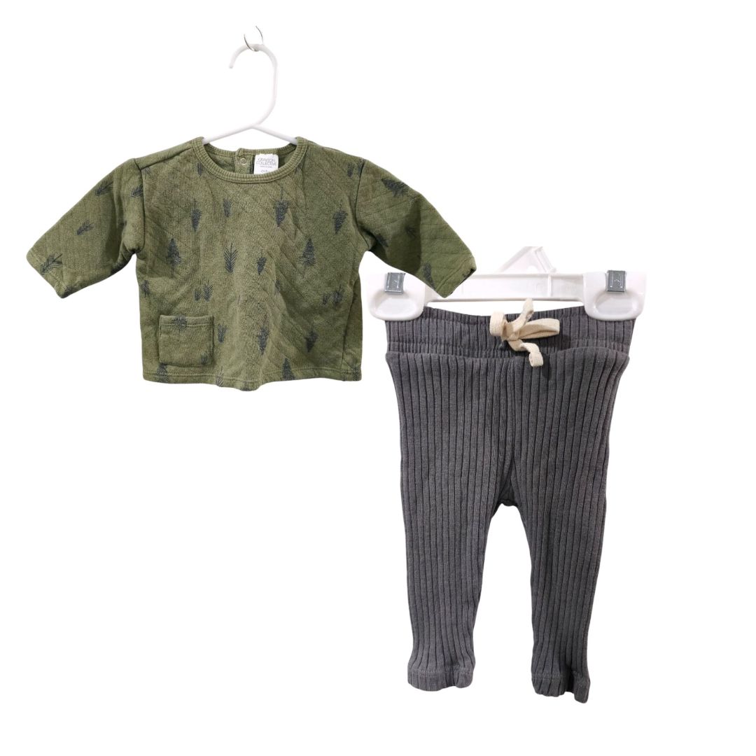 Grayson Collective - Green Pine Trees Quilted Shirt and Pants Set, 0-3 m