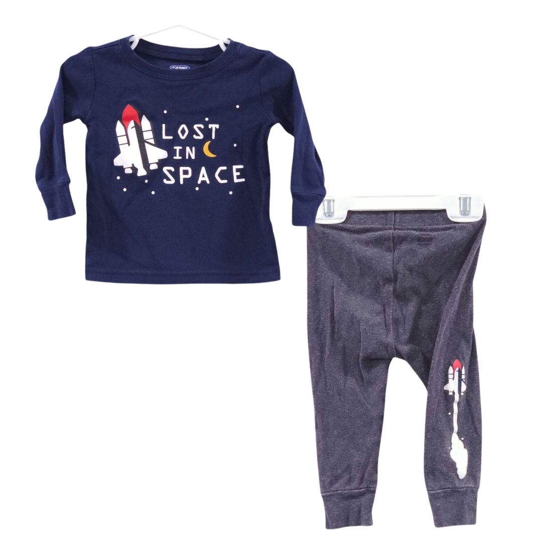 Old Navy - Blue 2 Piece "Lost In Space" Spaceship Pajamas, 12-18 m