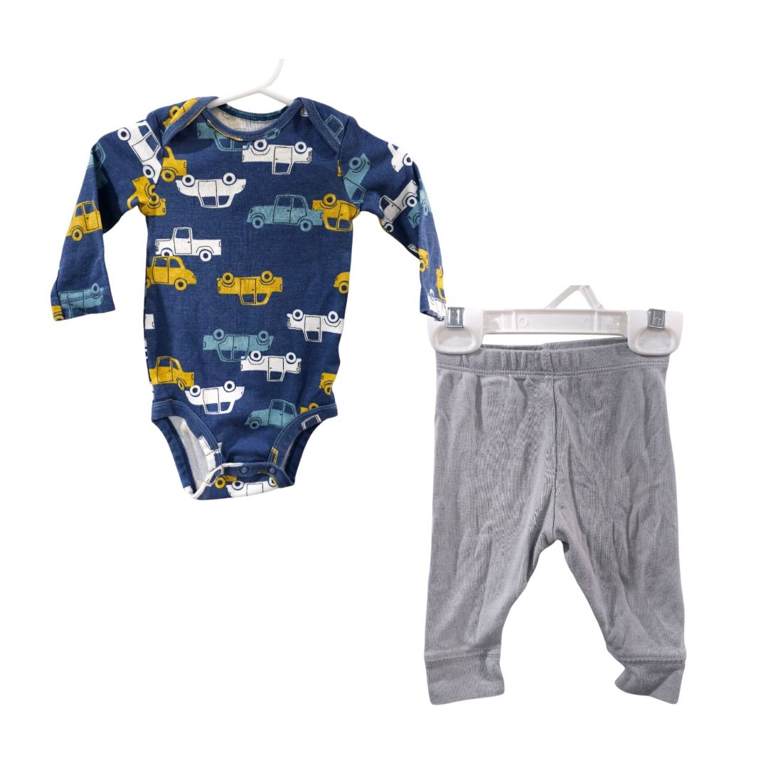 Carter's - Blue Cars Long Sleeve Onsie and Pants Set, 6 m