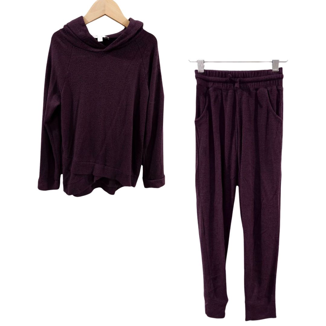 R&R - Burgundy Stretchy Long Sleeve Shirt Hoodie and Pants, 6/7