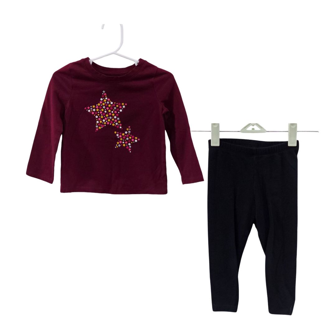 Cat & Jack - Red Long Sleeve Stars and Long Pant Set, 18 m