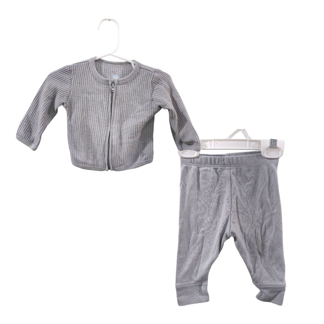 Cloud Island - Gray Zipper Long sleeve Shirt and Pants Set, 0-3 m