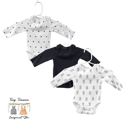 Cloud Island - Assorted Three Pack Boho Long Sleeve Onsies, Newborn