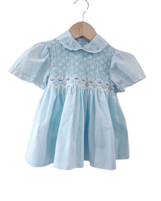 Un angelito - Vestido vintage fruncido en azul, 24 m